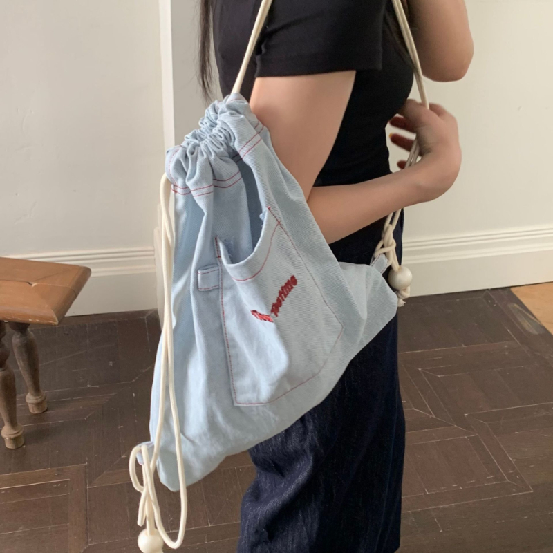 Canvas Backpack Casual - Kadın Kanvas İpli Çanta Kore Tarzı