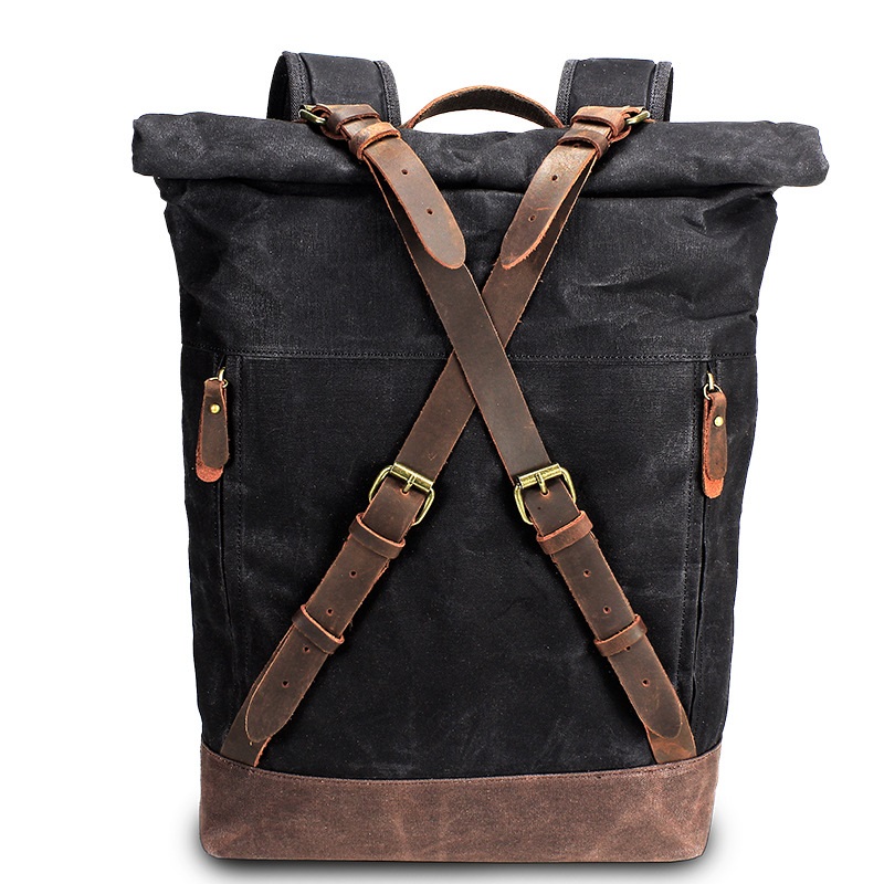 Leather Backpack Vintage - Retro tuval deri sırt çantaları erkekler